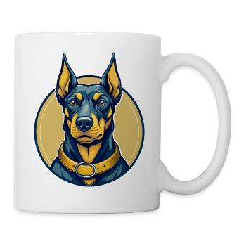 Dobermann Dog Kawaii Mascot Cartoon Clipart Logo - Mug - white - Right