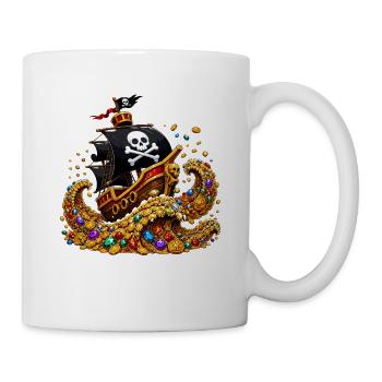 Navire pirate au trésor plein d’or - Mug blanc - blanc - Droite