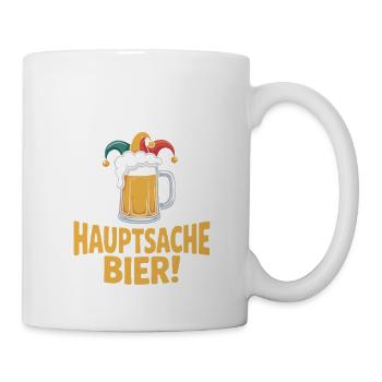 Bier Karneval Fasching Köln Helau oder Alaaf Bier - Tasse - Weiß - Rechts