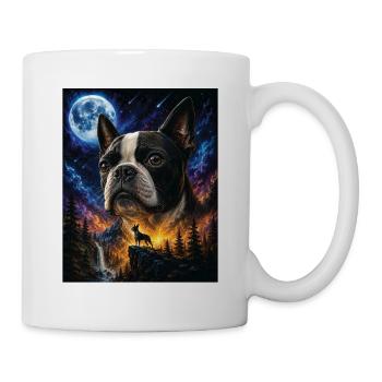 Art du Boston Terrier Hurlant de Chien de Lune - Mug blanc - blanc - Droite