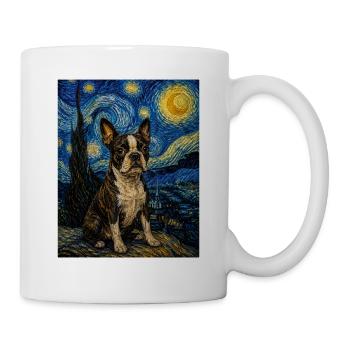 Boston Terrier Night Starry Night Amoureuse artistique - Mug blanc - blanc - Droite