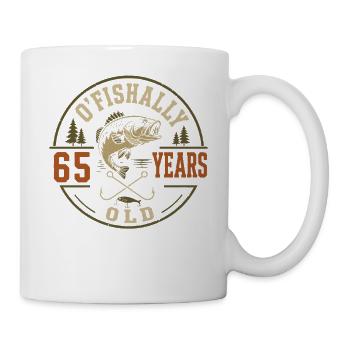 Offiziell 65 Jahre alt | Humor Geburtstagsangeln - Tasse - Weiß - Rechts
