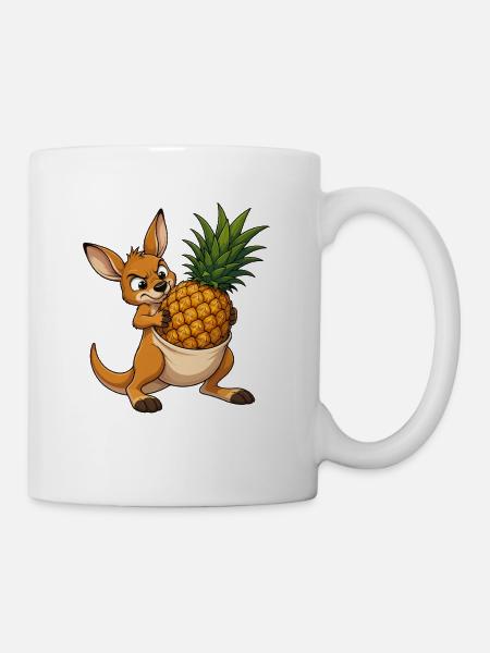Känguru mit Ananas im Beutel - Tasse - Weiß