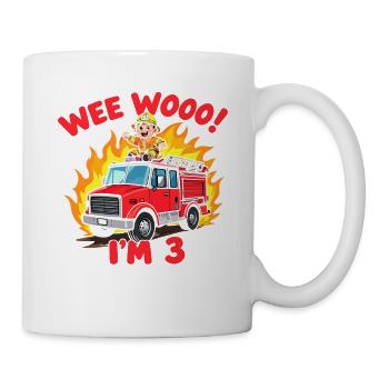 Petit camion de pompiers 3e anniversaire trois - Mug blanc - blanc - Droite