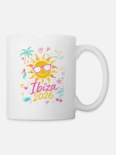 Ibiza Sonne 2026 Strandstil - Tasse - Weiß