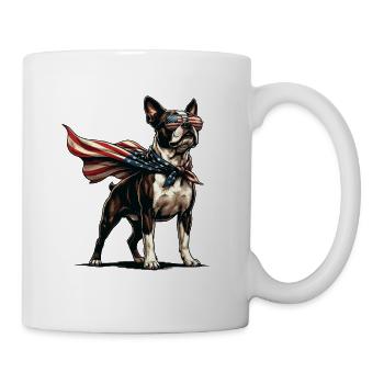 Patriotischer Boston Terrier USA Flaggenhund-Liebhaber - Tasse - Weiß - Rechts