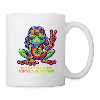 Grenouille en tie-dye : Paix et vacances - Mug blanc - blanc - Droite