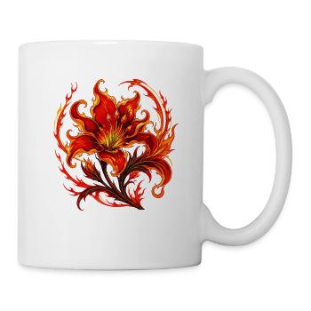 Motif artistique fleur de feu de flamme - Mug blanc - blanc - Droite