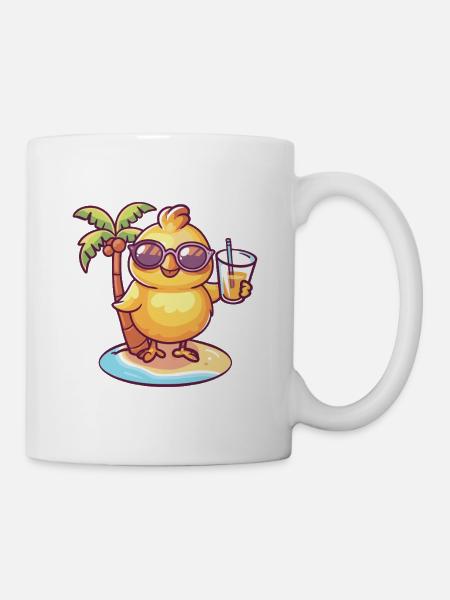 Huhn Sommer Palme - Tasse - Weiß