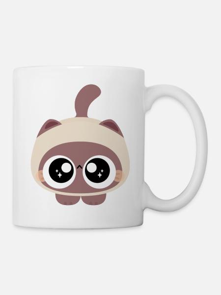 Chibi-Katze mit funkelnden Augen - Tasse - Weiß