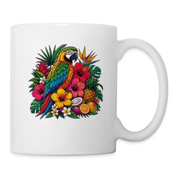 Tropical parrot in a sea of flowers - Mug - white - Right