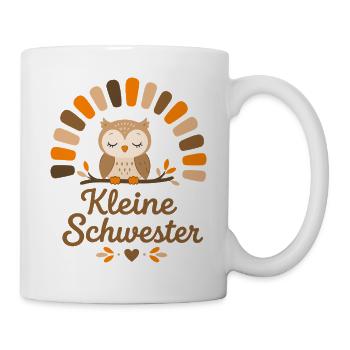 Eule – Süßes Geschwister Design - Tasse - Weiß - Rechts
