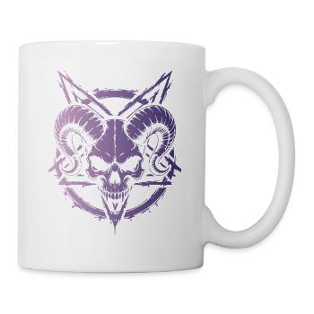 Crâne aux cornes - Mug blanc - blanc - Droite