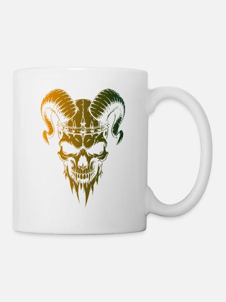 Schädel mit Hörner Totenkopf - Tasse - Weiß