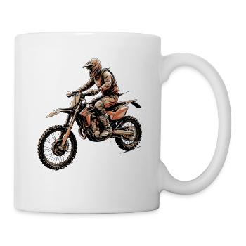 Pilote de motocross sur motocross - Mug blanc - blanc - Droite