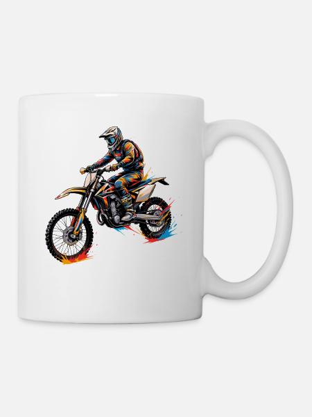 Farbexplosion Motocross Action - Tasse - Weiß