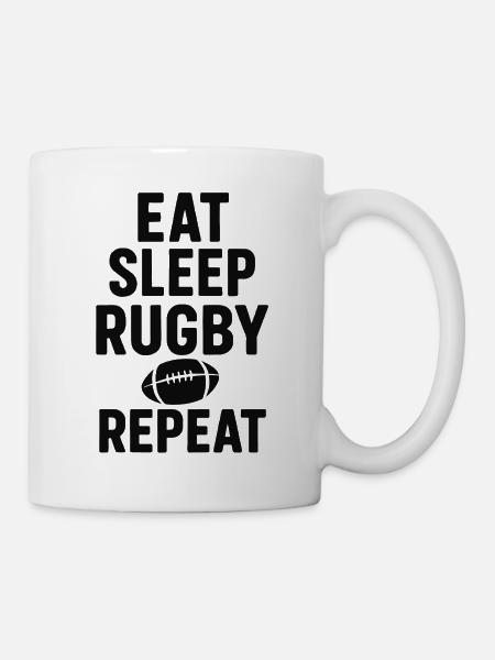 Eat Sleep Rugby Repeat - Tasse - Weiß