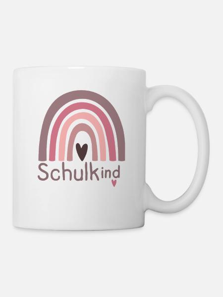 Schulkind Regenbogen Herz Design - Tasse - Weiß