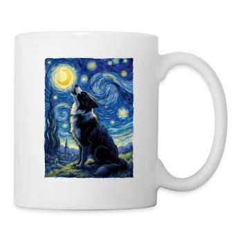 Starry Night Border Collie Sheepdog Art - Mug - white - Right
