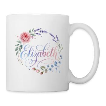 Elizabeth Blumenkreis Schriftzug - Tasse - Weiß - Rechts