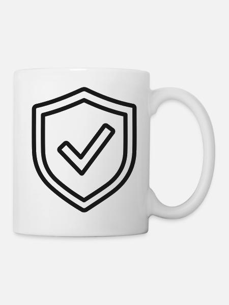 Shield Check Line Symbol Sicherheitsschutzsymbol - Tasse - Weiß