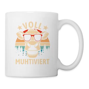Voll Muhtiviert | Coole Retro Kuh Wortspiel - Tasse - Weiß - Rechts