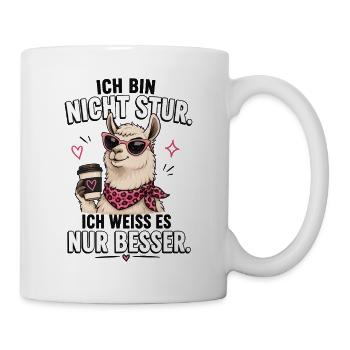 Lama Nicht Stur Shirt - Tasse - Weiß - Rechts