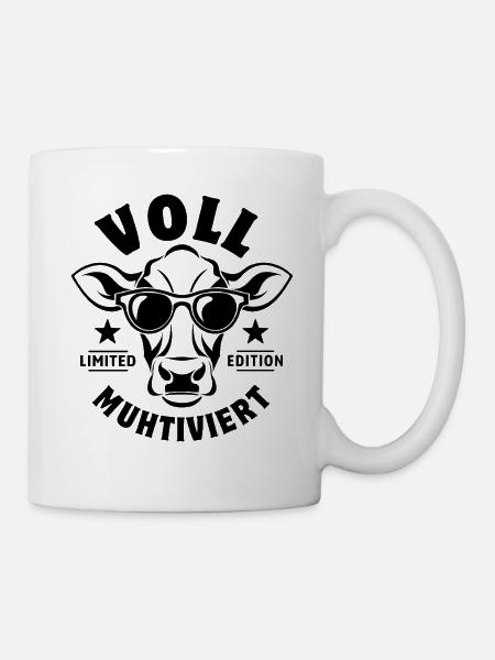 Voll Muhtviert Kuh mit Sonnenbrille - Tasse - Weiß