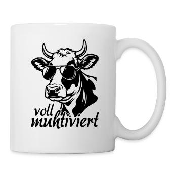 Voll Muhtviert Kuh mit Sonnenbrille - Tasse - Weiß - Rechts