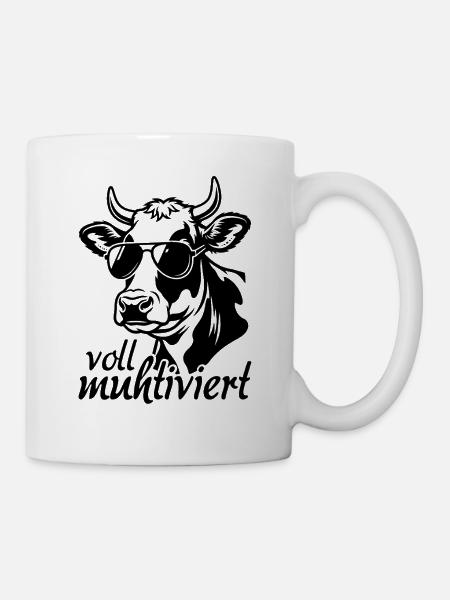 Voll Muhtviert Kuh mit Sonnenbrille - Tasse - Weiß
