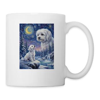Howling to the Moon Meme Dog Maltese - Mug - white - Right