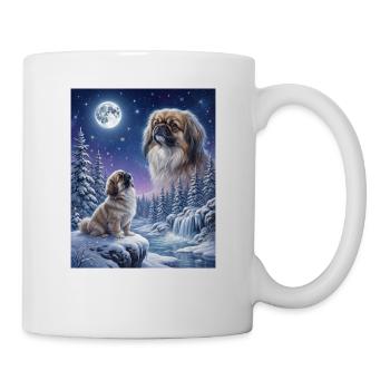 Howling to the Moon Meme Dog Pekingese - Mug - white - Right