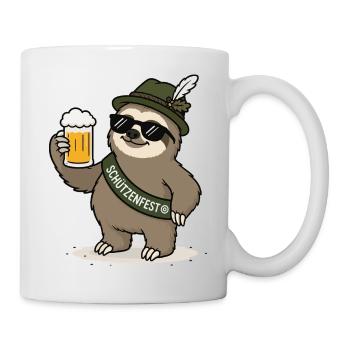 Schützenfest Faultier mit Bier - Tasse - Weiß - Rechts