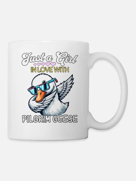 Pilgrim Gans Mädchen Pilgrim Goose - Tasse - Weiß