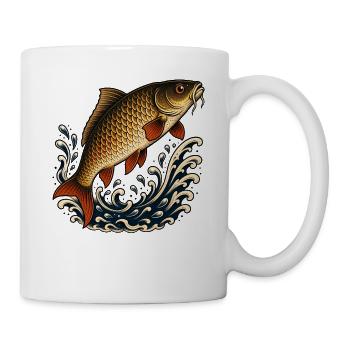 Les carpes sautent par-dessus les vagues Poissons - Mug blanc - blanc - Droite