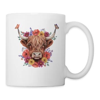Vache couronne fleurie - Mug blanc - blanc - Droite