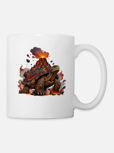 Vulkanische Schildkröte mit Lava Schale - Tasse - Weiß