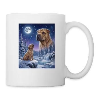 Hurlant vers la Lune Mème Chien Shar Pei - Mug blanc - blanc - Droite