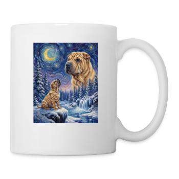 Hurlant vers la Lune Mème Chien Shar Pei - Mug blanc - blanc - Droite