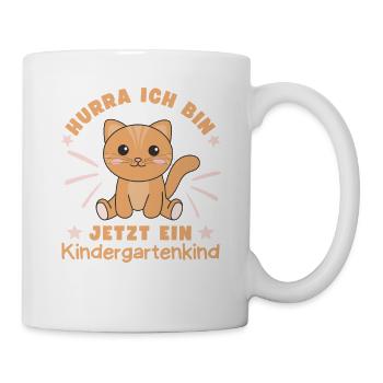 Hurra Ich Bin Jetzt Ein Kindergartenkind Katze - Tasse - Weiß - Rechts