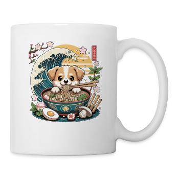 Ramen Puppy In Noodle Bowl Kawaii Wave Sunset - Mug - white - Right