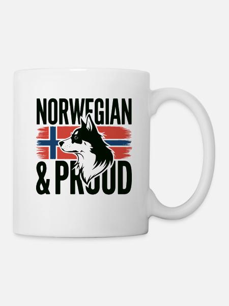 Norwegian & Proud Wolf Silhouette Vor Flagge - Tasse - Weiß