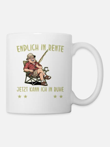 Rente In Ruhe Angeln - Rentner mit Angelrute - Tasse - Weiß