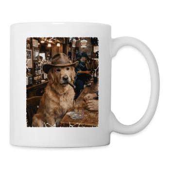 Chien Cowboy Bar à cigares Golden Retriever - Mug blanc - blanc - Droite