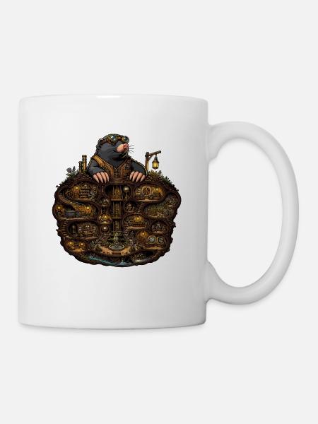 Steampunk Maulwurf Unterwelt - Tasse - Weiß