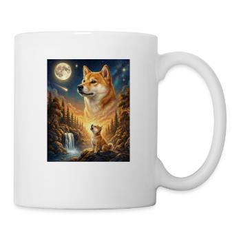 Hurler à la Lune Chien Mème Shiba Inu - Mug blanc - blanc - Droite
