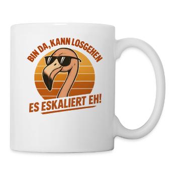 Kann Losgehen Es Eskaliert Eh Flamingo Party - Tasse - Weiß - Rechts