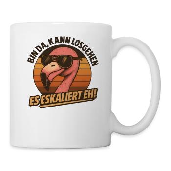 Kann Losgehen Es Eskaliert Eh Flamingo Party - Tasse - Weiß - Rechts