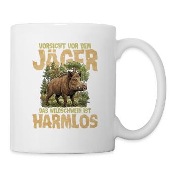 Vorsicht Jäger – Harmloses Wildschwein - Tasse - Weiß - Rechts