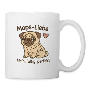 MopsLiebe: Kleiner Pug Charme - Tasse - Weiß - Rechts